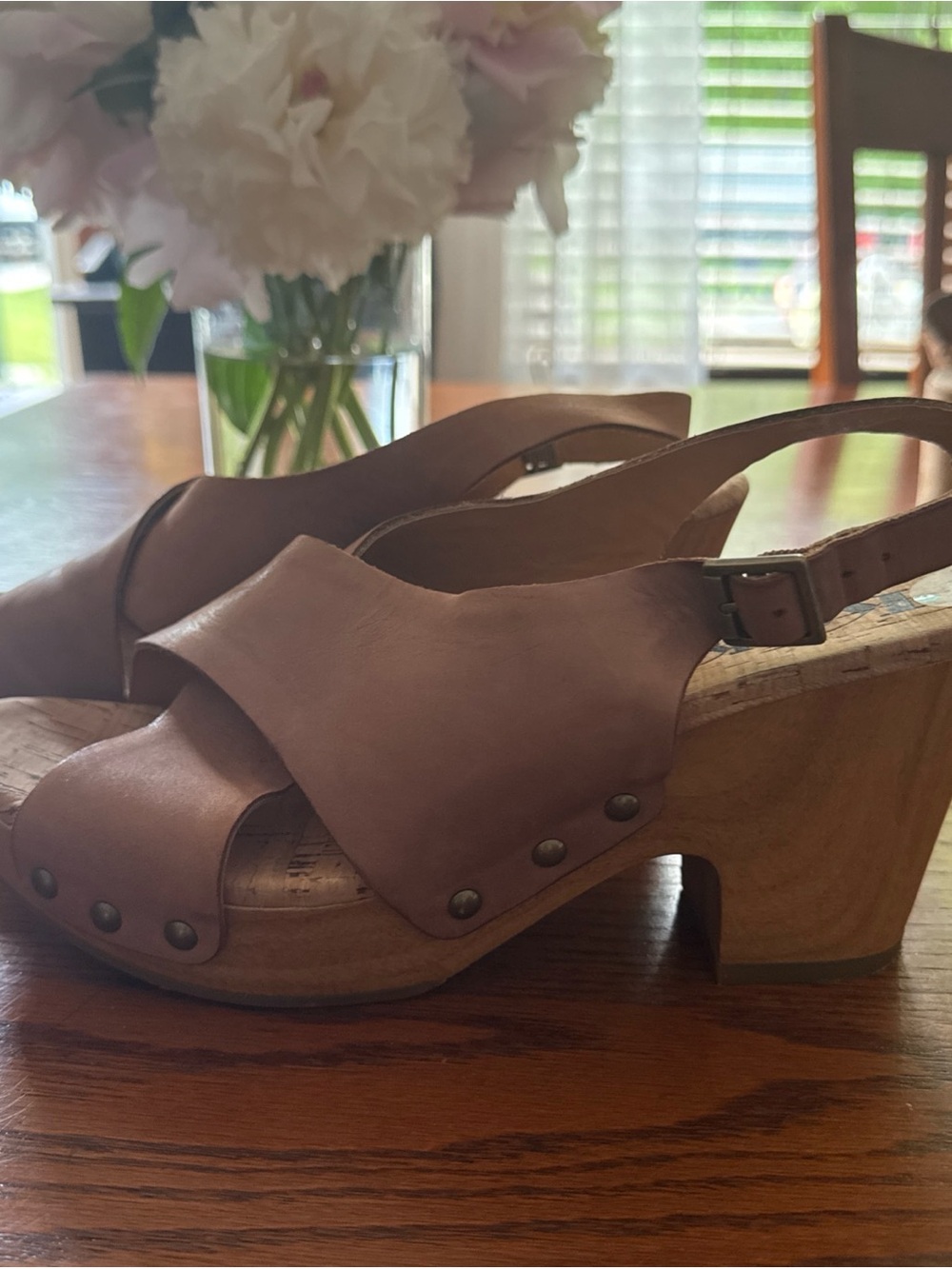 Kork-Ease Brown Leather Slingback Clog Sandals